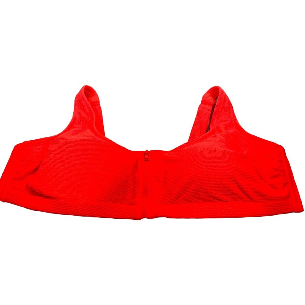 Xhilaration Women's Size 26W Ribbed Texture Zip Front Swim Top Coral New